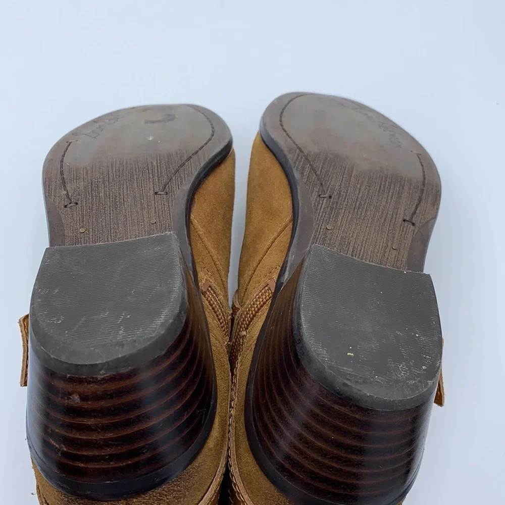 Sam Edelman Boots Womens 7M‎ Brown Suede Pippen Ankle Booties Buckle Straps